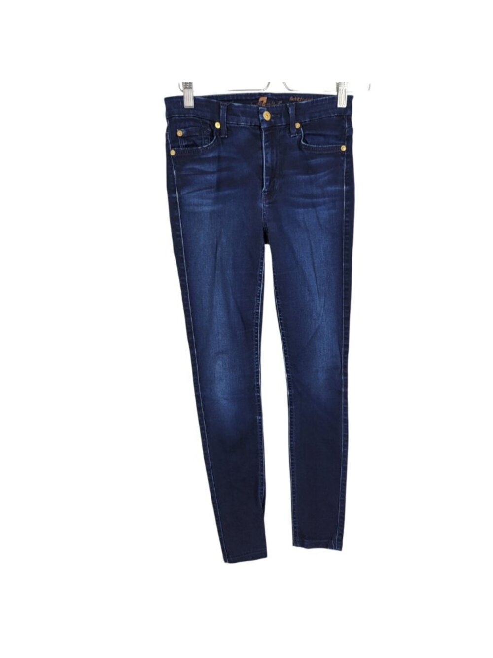 7 For All Mankind 27 The High Waist Skinny Jeans Dark Wash Stretch Denim